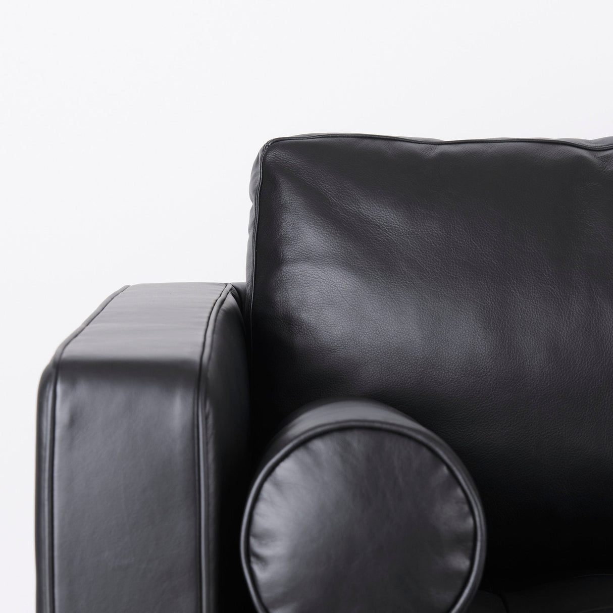 Svend 88.0L x 38.0W x 34.0H Black Leather Sofa by Mercana at Eve Furniture