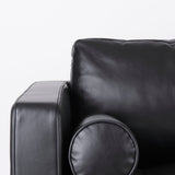 Svend 88.0L x 38.0W x 34.0H Black Leather Sofa by Mercana at Eve Furniture