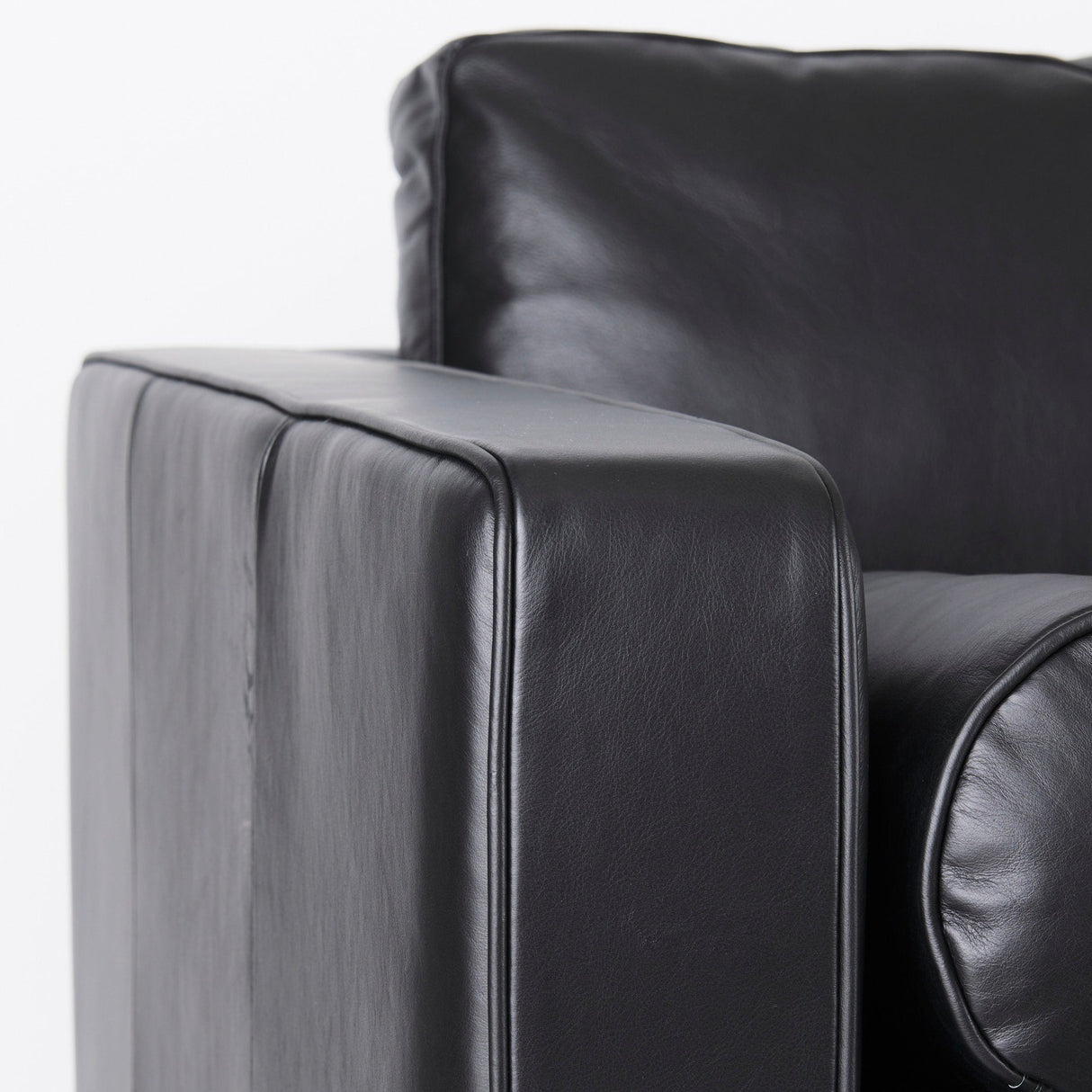 Svend 88.0L x 38.0W x 34.0H Black Leather Sofa by Mercana at Eve Furniture