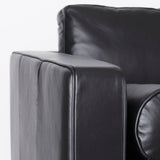Svend 88.0L x 38.0W x 34.0H Black Leather Sofa by Mercana at Eve Furniture
