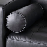 Svend 88.0L x 38.0W x 34.0H Black Leather Sofa by Mercana at Eve Furniture