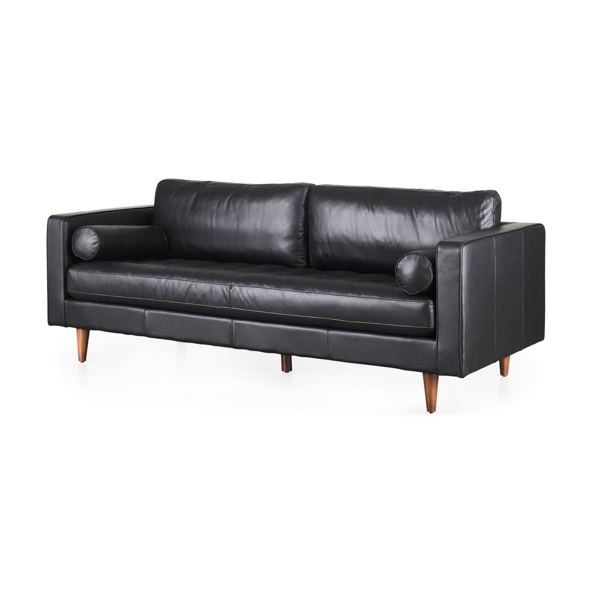 Svend 88.0L x 38.0W x 34.0H Black Leather Sofa by Mercana at Eve Furniture