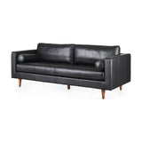 Svend 88.0L x 38.0W x 34.0H Black Leather Sofa by Mercana at Eve Furniture