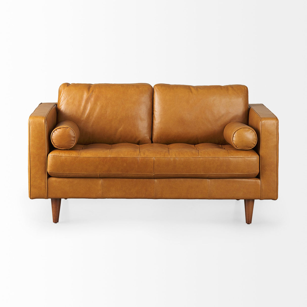 Svend Tan Leather Love Seat Sofa by Mercana at Eve Furniture