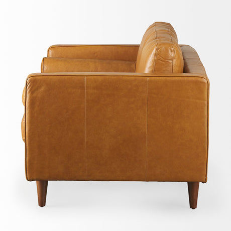 Svend Tan Leather Love Seat Sofa by Mercana at Eve Furniture
