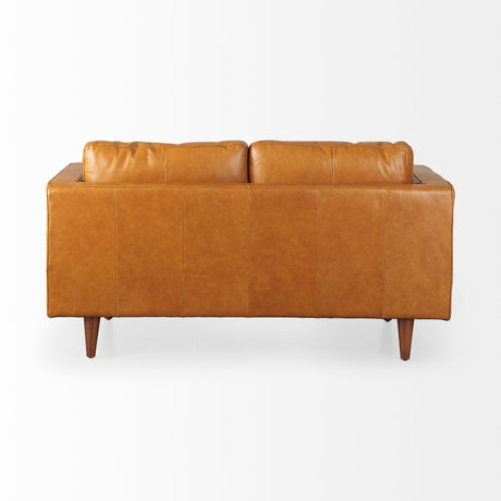 Svend Tan Leather Love Seat Sofa by Mercana at Eve Furniture