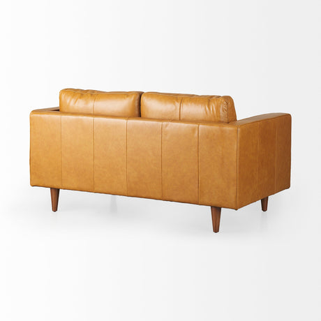 Svend Tan Leather Love Seat Sofa by Mercana at Eve Furniture