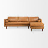 Svend Tan Leather Right Chaise Sectional Sofa by Mercana at Eve Furniture