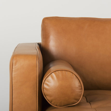 Svend Tan Leather Right Chaise Sectional Sofa by Mercana at Eve Furniture