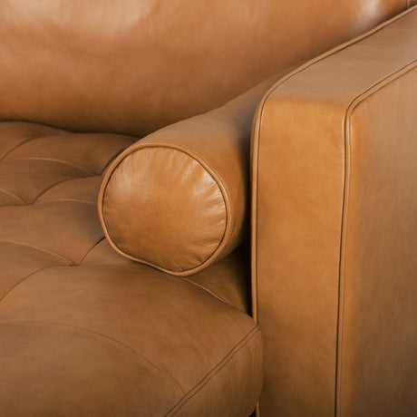 Svend Tan Leather Right Chaise Sectional Sofa by Mercana at Eve Furniture