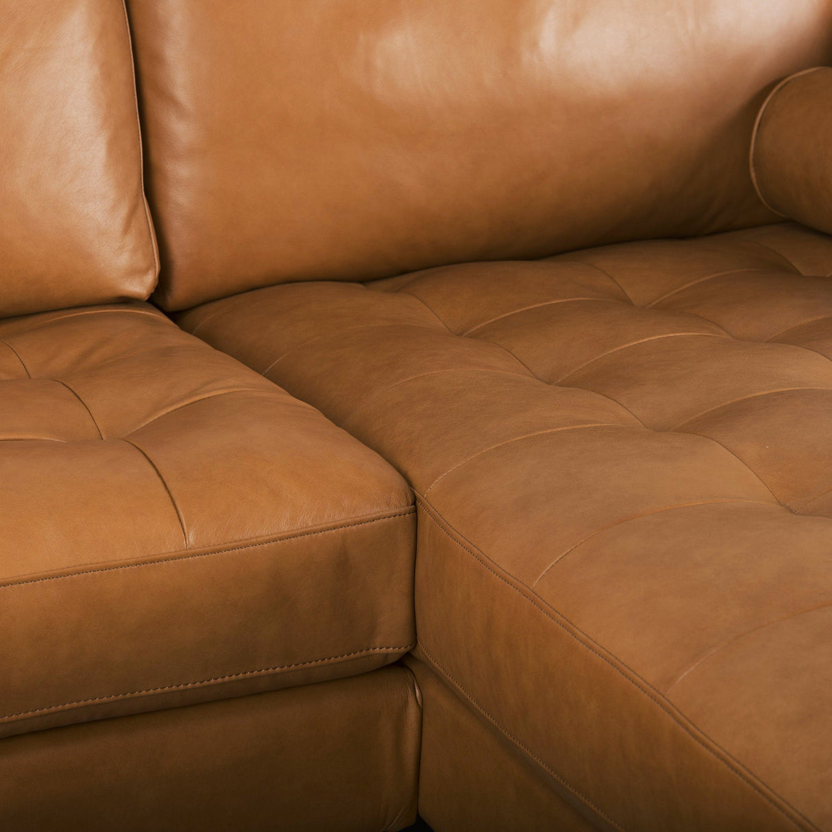Svend Tan Leather Right Chaise Sectional Sofa by Mercana at Eve Furniture