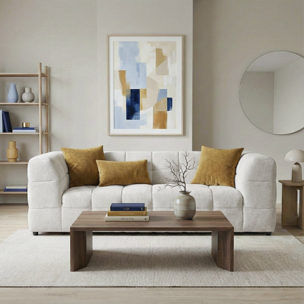 Swain Modern Beige Boucle Sofa by Ashcroft Imports at Eve Furniture