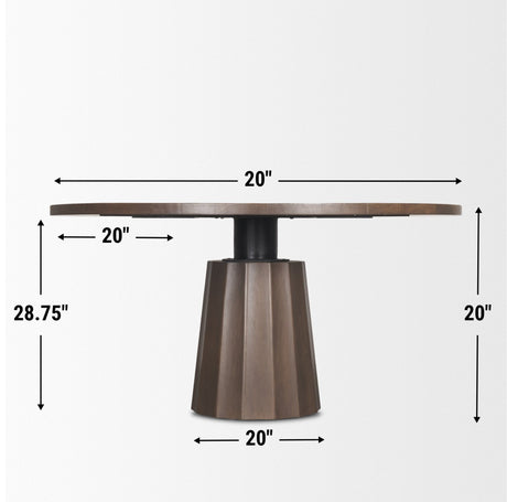 Swanson Dark Brown Wood Round Pedestal Dining Table by Mercana at Eve Furniture