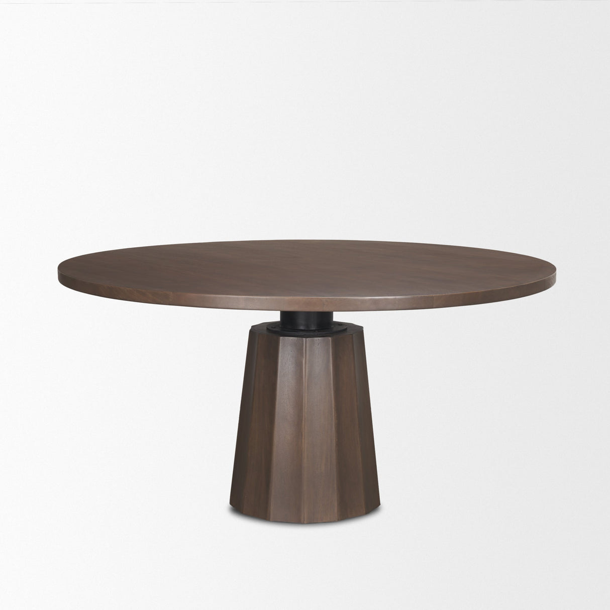 Swanson Dark Brown Wood Round Pedestal Dining Table by Mercana at Eve Furniture