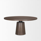 Swanson Dark Brown Wood Round Pedestal Dining Table by Mercana at Eve Furniture