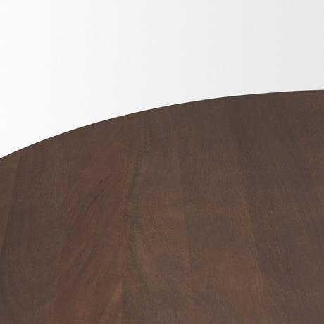 Swanson Dark Brown Wood Round Pedestal Dining Table by Mercana at Eve Furniture