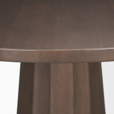 Swanson Dark Brown Wood Round Pedestal Dining Table by Mercana at Eve Furniture