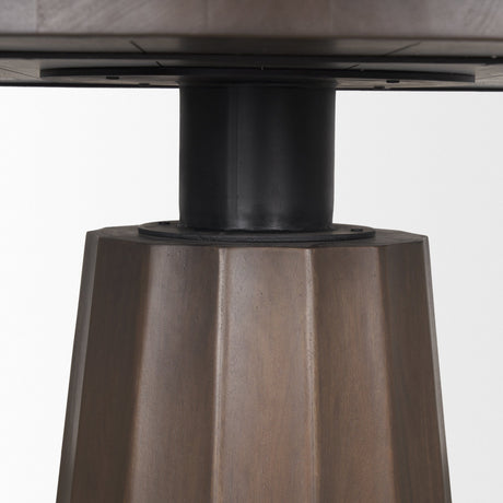 Swanson Dark Brown Wood Round Pedestal Dining Table by Mercana at Eve Furniture