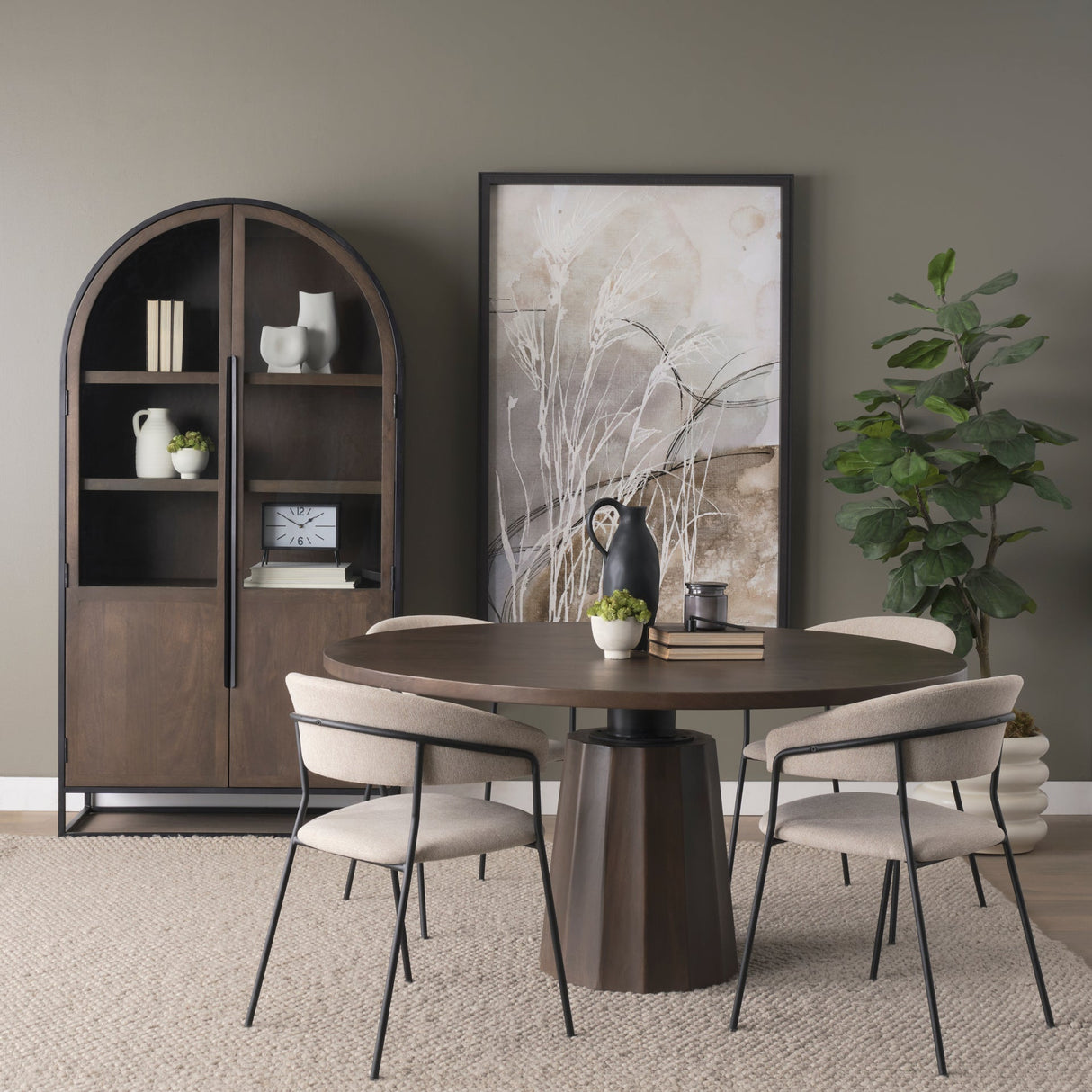 Swanson Dark Brown Wood Round Pedestal Dining Table by Mercana at Eve Furniture
