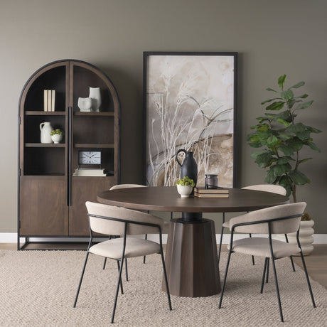Swanson Dark Brown Wood Round Pedestal Dining Table by Mercana at Eve Furniture