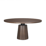 Swanson Dark Brown Wood Round Pedestal Dining Table by Mercana at Eve Furniture