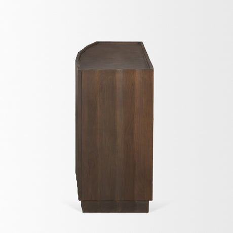 Swanson Dark Brown Wooden Scalloped Sideboard by Mercana at Eve Furniture
