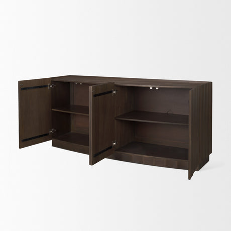 Swanson Dark Brown Wooden Scalloped Sideboard by Mercana at Eve Furniture