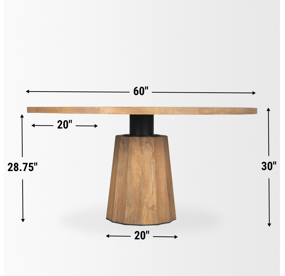 Swanson Light Brown Wood Round Pedestal Dining Table by Mercana at Eve Furniture