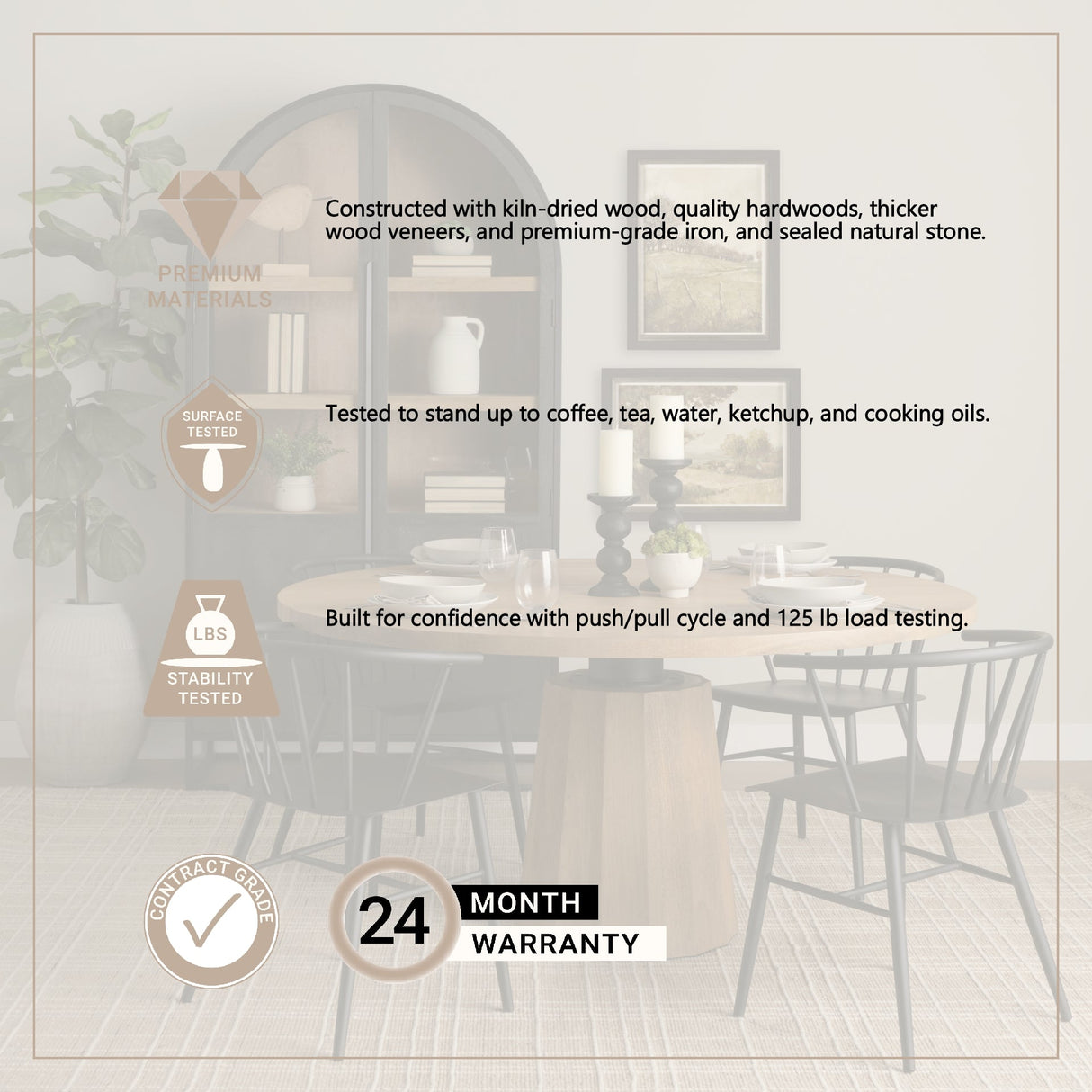 Swanson Light Brown Wood Round Pedestal Dining Table by Mercana at Eve Furniture
