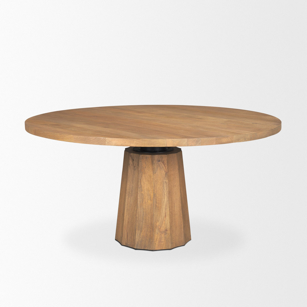 Swanson Light Brown Wood Round Pedestal Dining Table by Mercana at Eve Furniture