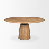 Swanson Light Brown Wood Round Pedestal Dining Table by Mercana at Eve Furniture
