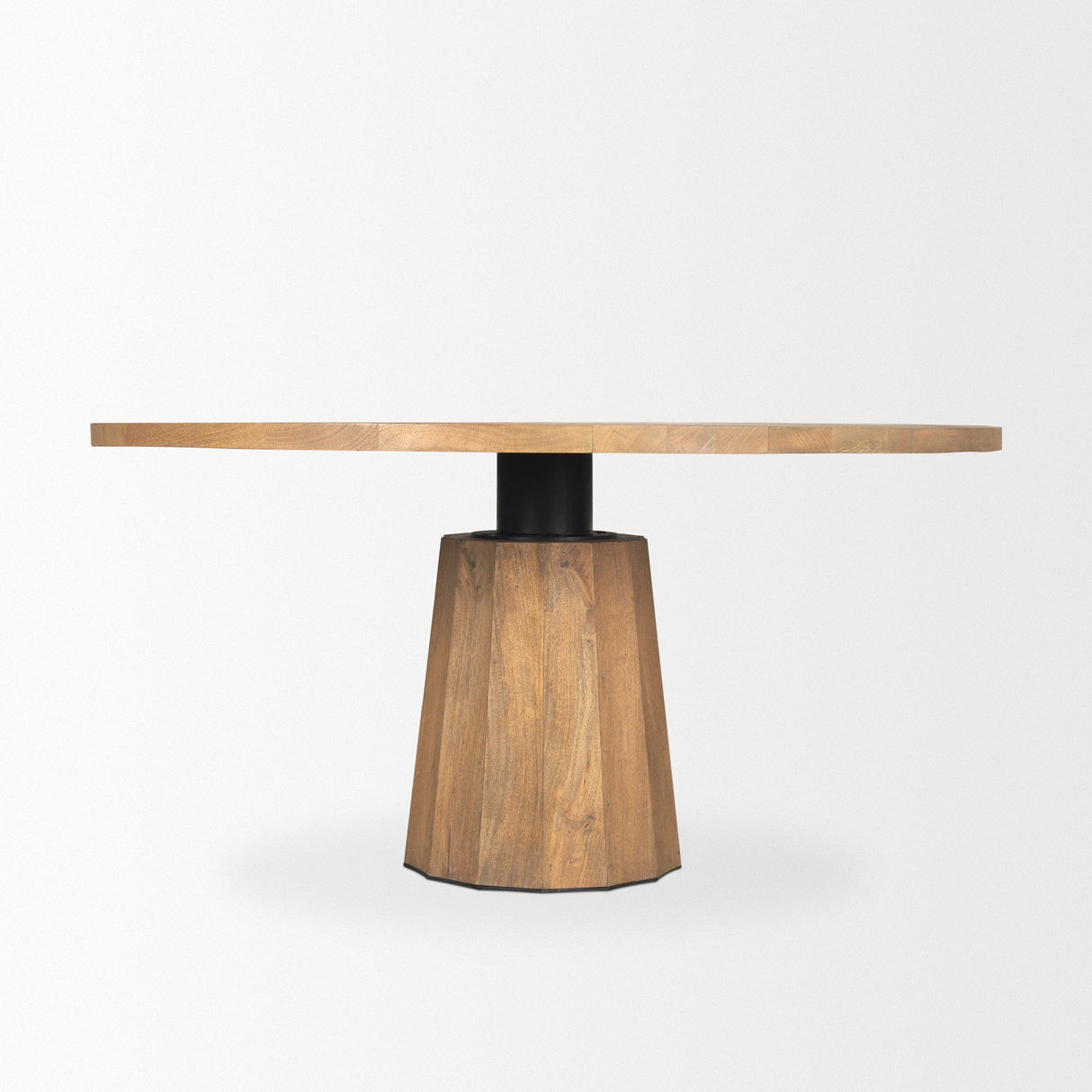 Swanson Light Brown Wood Round Pedestal Dining Table by Mercana at Eve Furniture