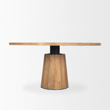 Swanson Light Brown Wood Round Pedestal Dining Table by Mercana at Eve Furniture