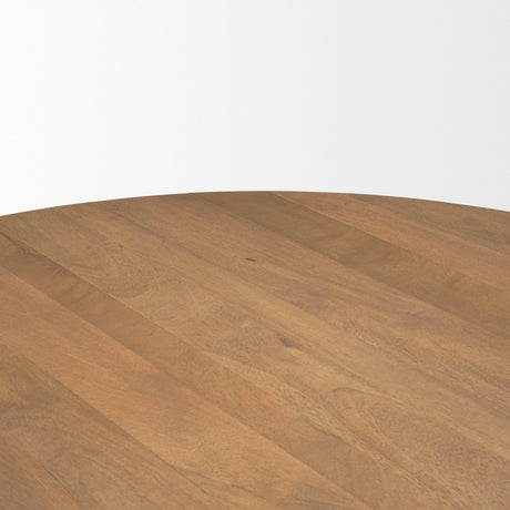 Swanson Light Brown Wood Round Pedestal Dining Table by Mercana at Eve Furniture