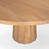 Swanson Light Brown Wood Round Pedestal Dining Table by Mercana at Eve Furniture