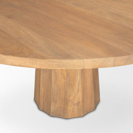 Swanson Light Brown Wood Round Pedestal Dining Table by Mercana at Eve Furniture