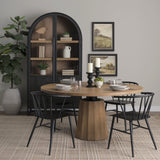 Swanson Light Brown Wood Round Pedestal Dining Table by Mercana at Eve Furniture