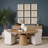 Swanson Light Brown Wood Round Pedestal Dining Table by Mercana at Eve Furniture