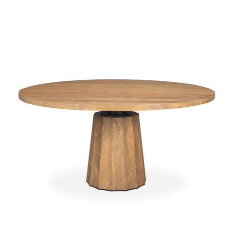 Swanson Light Brown Wood Round Pedestal Dining Table by Mercana at Eve Furniture