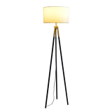 Sway Brassed Gold Floor Lamp with On/Off Switch Triple Legs White Fabric Shade