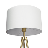 Sway Brassed Gold Floor Lamp with On/Off Switch Triple Legs White Fabric Shade