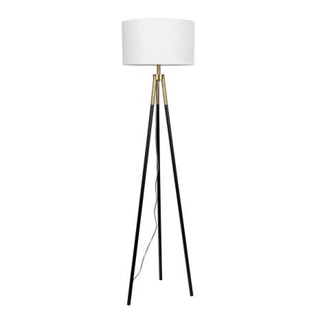 Sway Brassed Gold Floor Lamp with On/Off Switch Triple Legs White Fabric Shade by Ashcroft Furniture at Eve Furniture