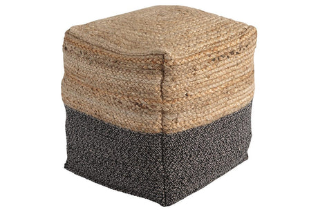 Sweed Valley Natural/Black Pouf by Ashley at Eve Furniture