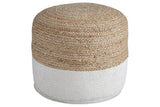 Sweed Valley Natural/White Pouf by Ashley at Eve Furniture