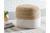 Sweed Valley Natural/White Pouf by Ashley at Eve Furniture