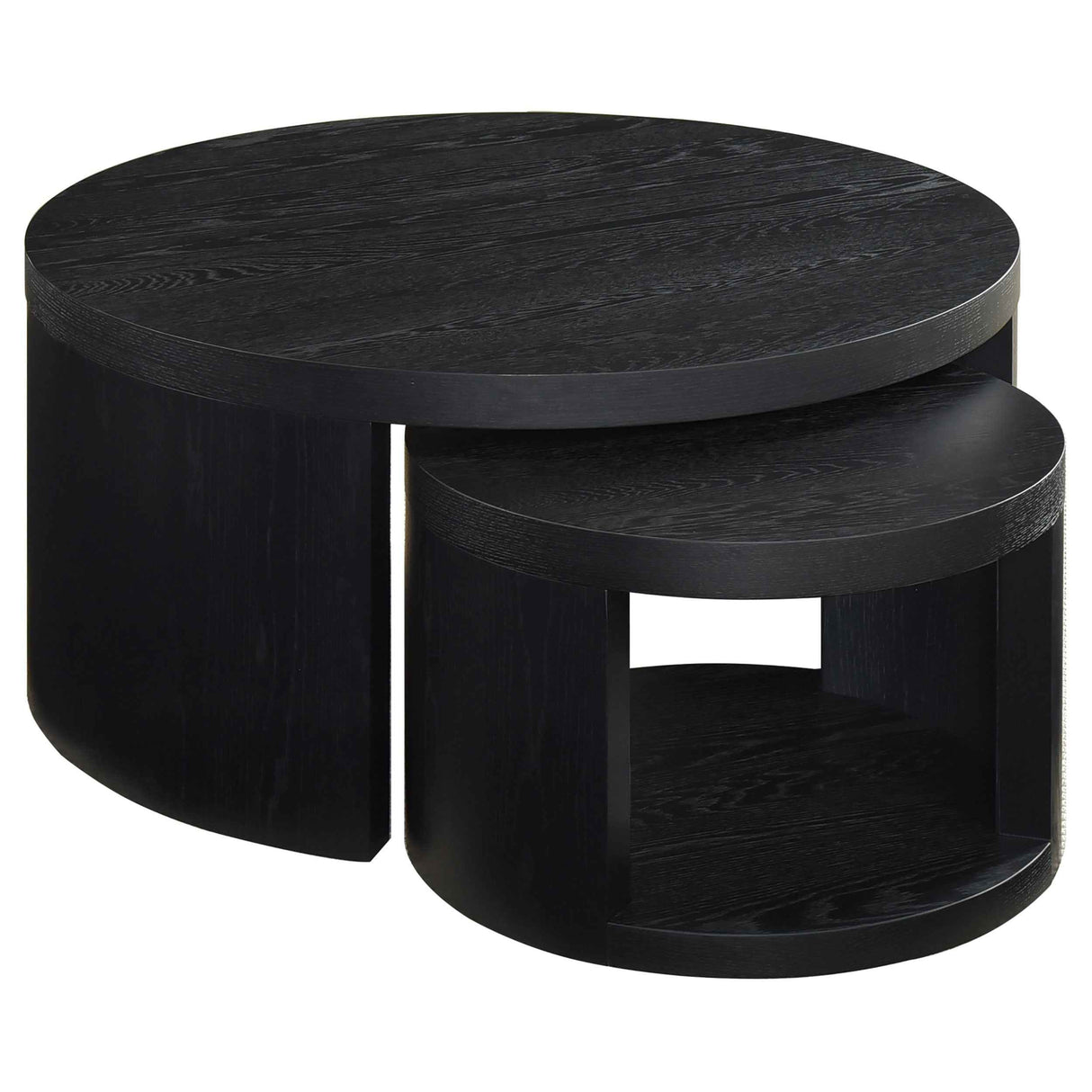 Sweeney Black 2-piece Round Wood Occasional Nesting Table Set by Coaster at Eve Furniture