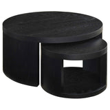 Sweeney Black 2-piece Round Wood Occasional Nesting Table Set by Coaster at Eve Furniture