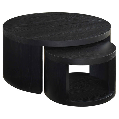Sweeney Black 2-piece Round Wood Occasional Nesting Table Set by Coaster at Eve Furniture