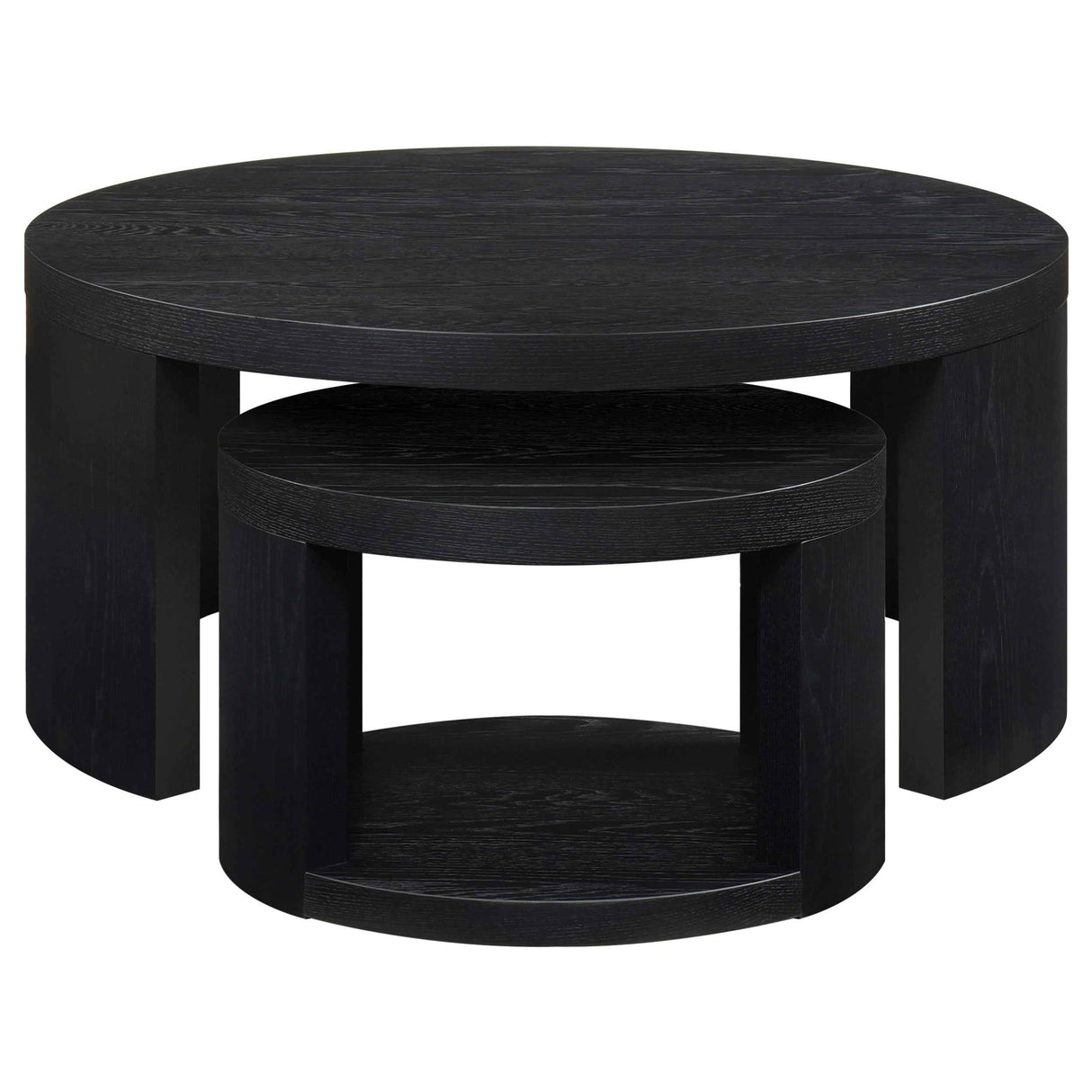 Sweeney Black 2-piece Round Wood Occasional Nesting Table Set by Coaster at Eve Furniture