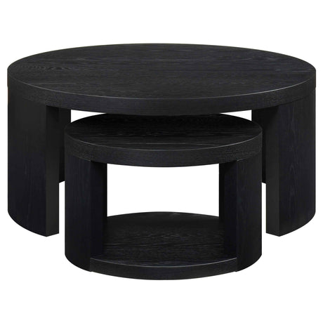 Sweeney Black 2-piece Round Wood Occasional Nesting Table Set by Coaster at Eve Furniture